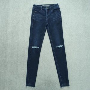 American Eagle Outfitters Jegging Jeans Women's Waist 26 Blue Hi-Rise Distressed